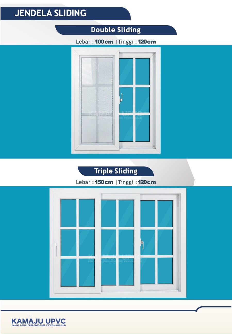 Jendela sliding UPVC desain modern dan rapi